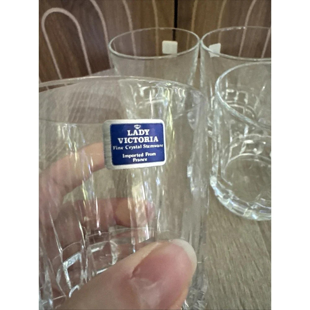 4 Lady Victoria Fine Crystal Stemware On the Rocks Glasses 10oz Chantelle No Box